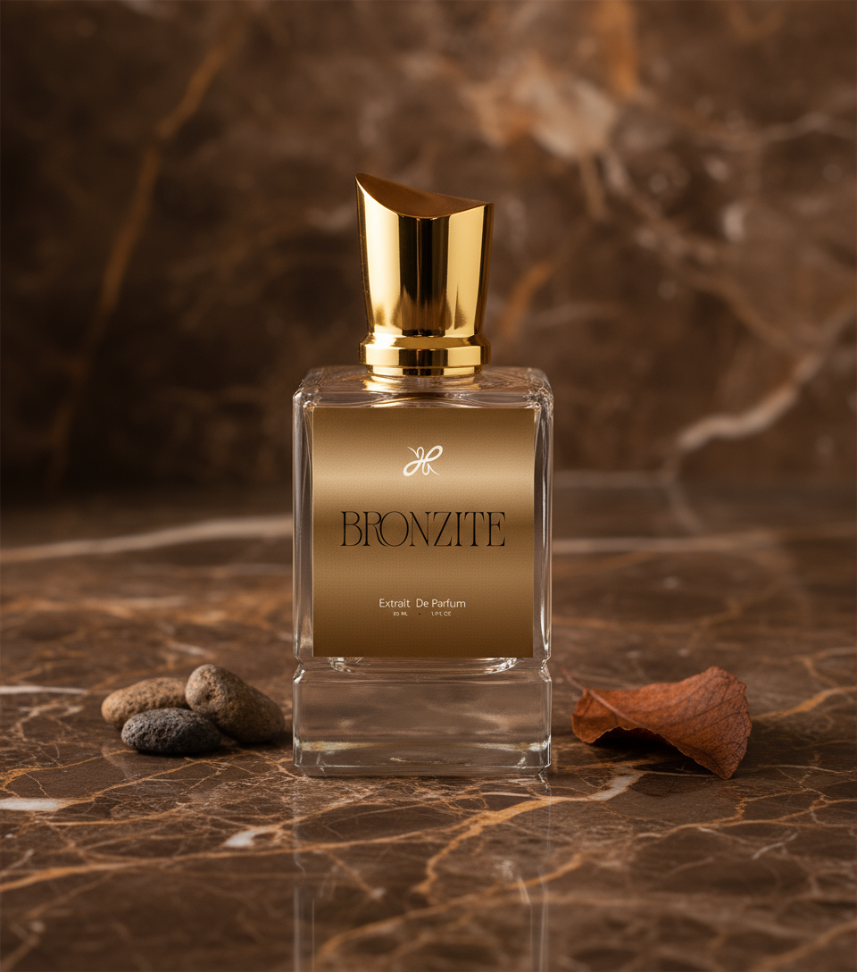 Bronzite perfume bottle with level cap