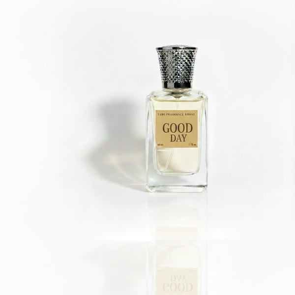 Edited fragrance bottle with “Good Day” label