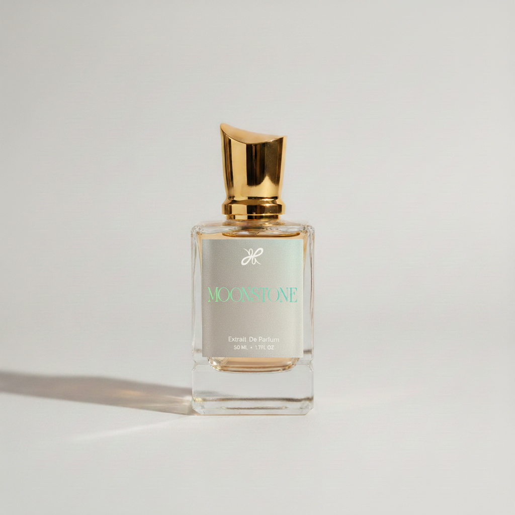 Moonstone Label on Lapis Bottle